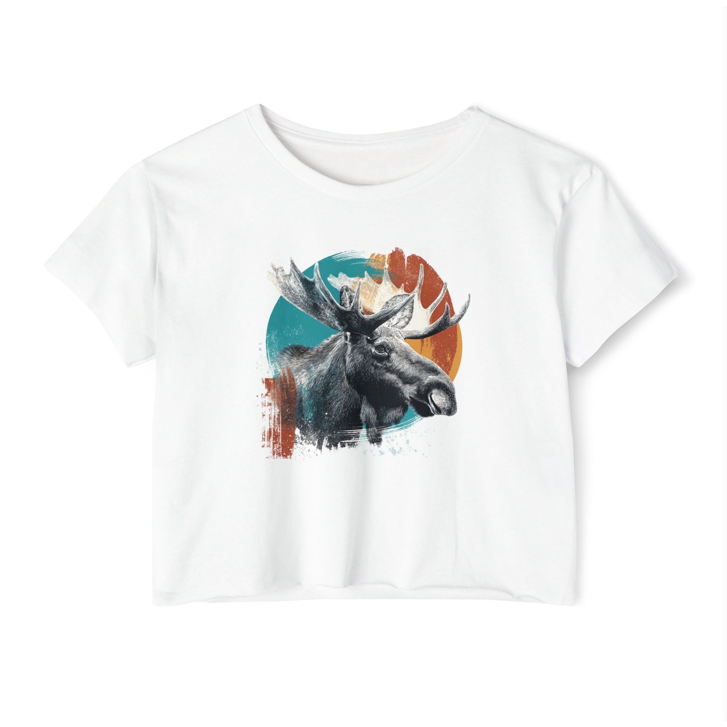 Moose Retro Sunset Crop Top — Women's Festival Graphic Tee