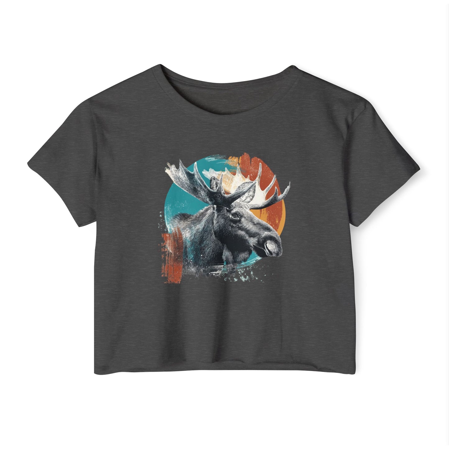 Moose Retro Sunset Crop Top — Women's Festival Graphic Tee