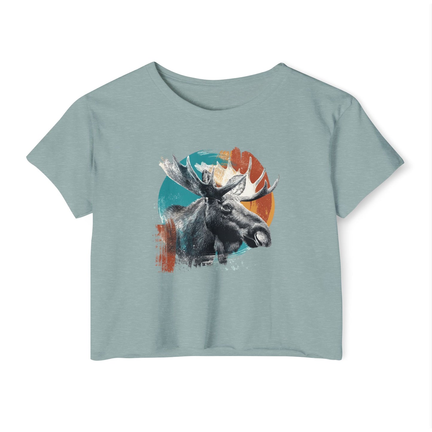 Moose Retro Sunset Crop Top — Women's Festival Graphic Tee