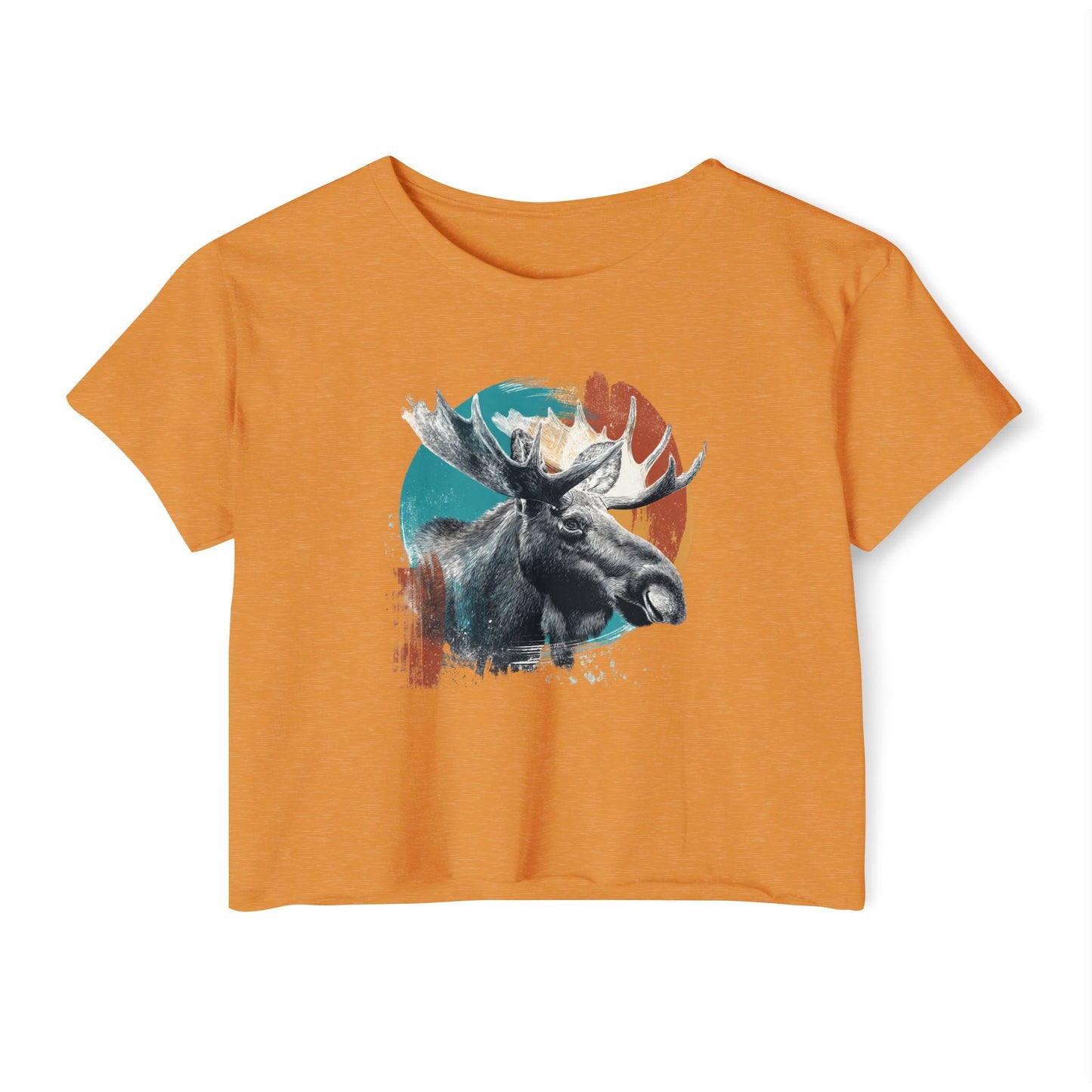 Moose Retro Sunset Crop Top — Women's Festival Graphic Tee