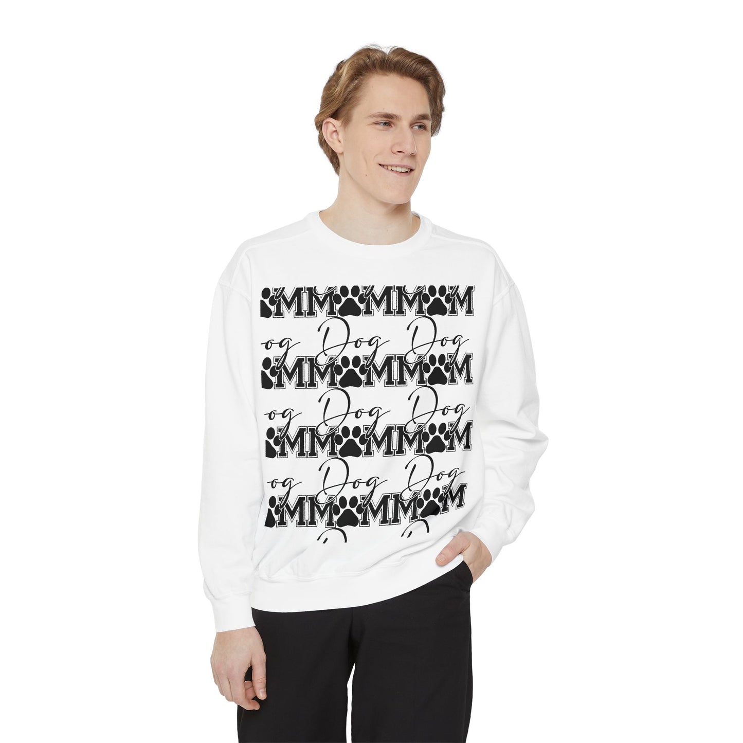 Dog Mom Sweatshirt — Graphic Paw Print Mom Crewneck