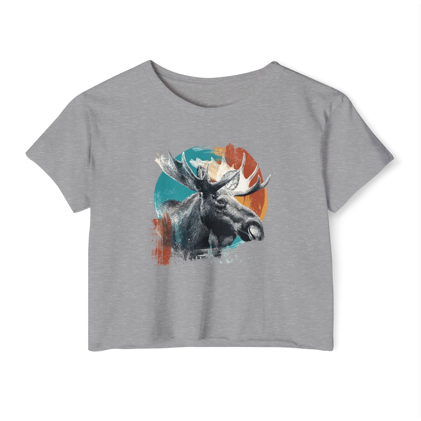 Moose Retro Sunset Crop Top — Women's Festival Graphic Tee
