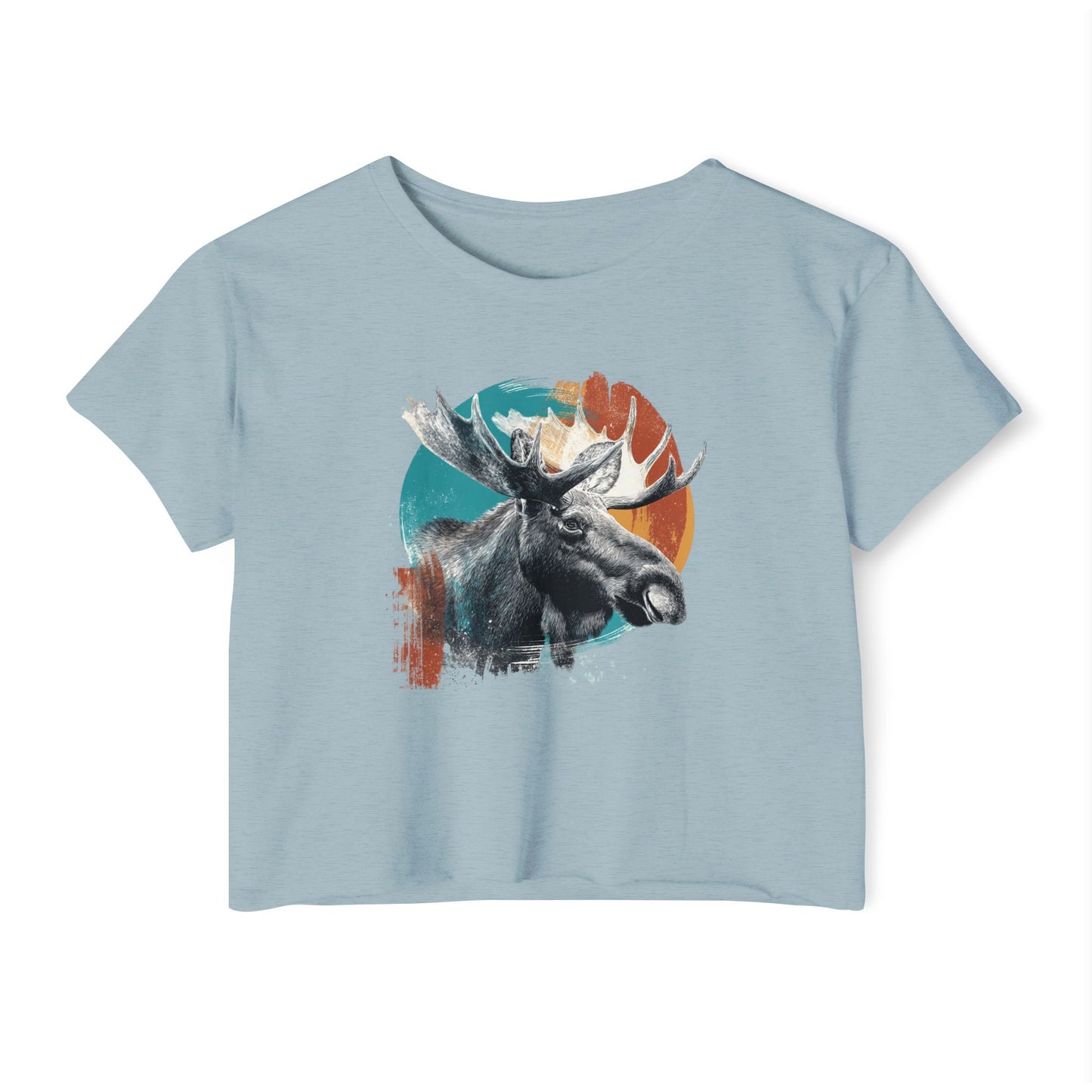 Moose Retro Sunset Crop Top — Women's Festival Graphic Tee