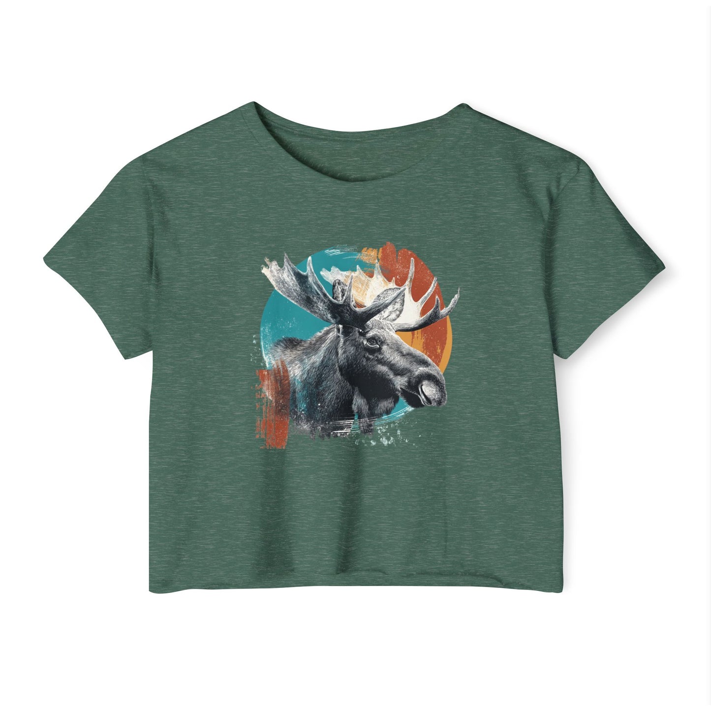 Moose Retro Sunset Crop Top — Women's Festival Graphic Tee