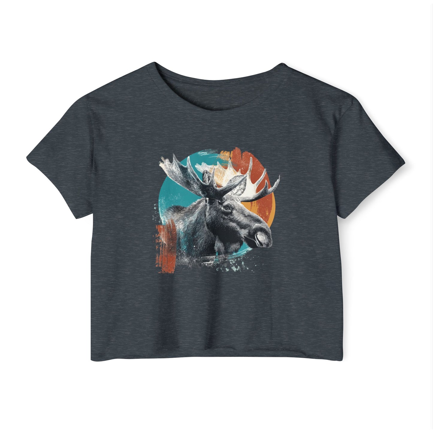 Moose Retro Sunset Crop Top — Women's Festival Graphic Tee